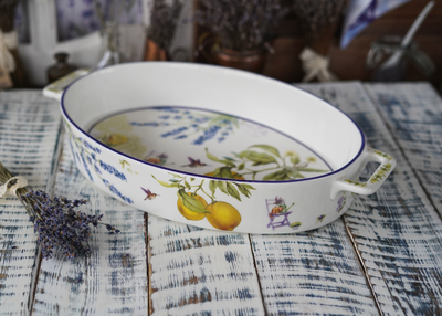 БЛЮДО ОВАЛЬНОЕ С РУЧКАМИ "ПРОВАНС ЛИМОНЫ" 36,5*21*6 СМ