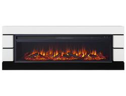 Линейный электрокамин Modern белый с черным с очагом Vision 60 LOG LED
