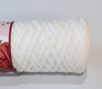 Белый ИРИСКА полиэфирный шнур с глиттером без сердечника 3 мм 100 м