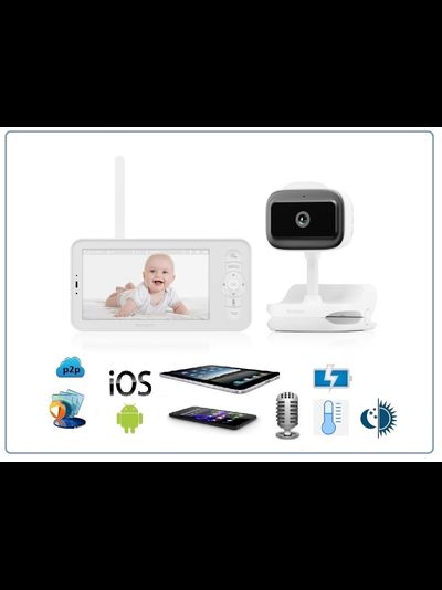 Видеоняня Ramicom VRC400, монитор 12,7 см. и одна видеокамера с датчиком движения и доступом на смартфоне с аккумулятором в мат. блоке и с DVR, HD