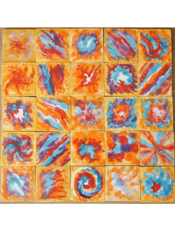 Изразцовое цветное панно "Желтый космос"