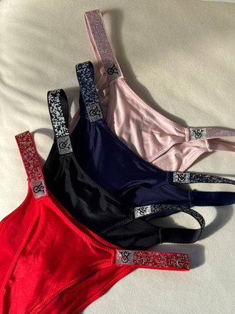 Комплект белья Виктория Сикрет со стразами синий 85C