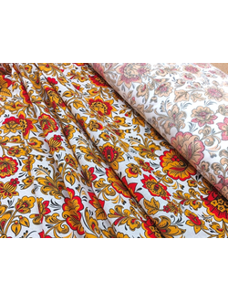 Ткань льняная "Хохломские мотивы"