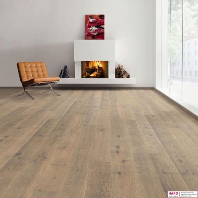Паркетная доска Haro Дуб Табако Серый Глубокий Браш 541170 1-пол масло