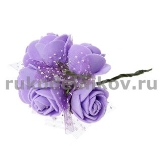 декор "Роза", материал-фоамиран, цвет-фиолетовый, 12 шт/уп
