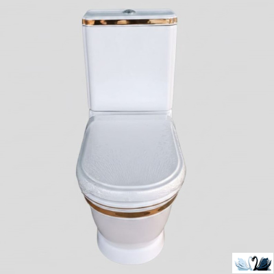 Унитаз Creavit Antik Gold AN360-11CB00E-AD00, с бачком AN410.A00, с золотой лентой, напольный приставной