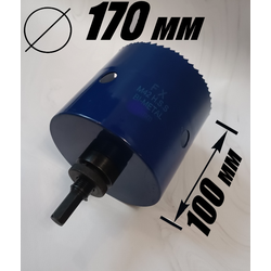 Коронка биметаллическая диаметр 170 мм глубина 100 мм