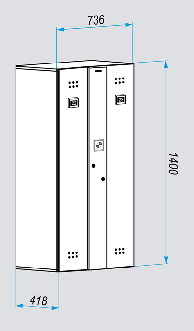 Блоки шкафов-локеров серии «LS 02A» Детские блоки из двух шкафов - локеров для персонального использования