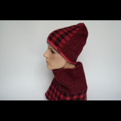 Клетчатый шарф с зигзагом Vizio Италия 8076 S красный