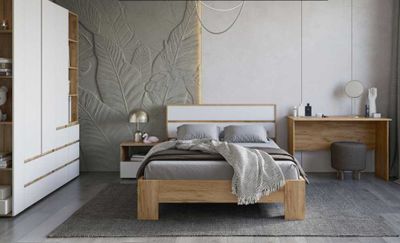 Композиция Спальни ХЕЛЕН Дуб Крафт золотой/Белый Шагрень