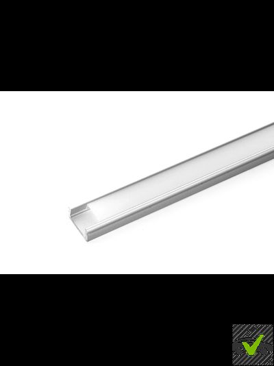 Профиль накладной алюминиевый 2м матовый экран 2 заглушки 4 крепежа для светодиодных лент