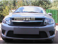 Защита радиатора Lada Granta 2014-2018 лифтбек, седан (2 части) black