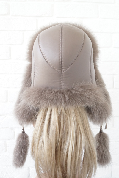 Ушанка "Полярная звезда" цвет кофе с молоком + кофе с молоком