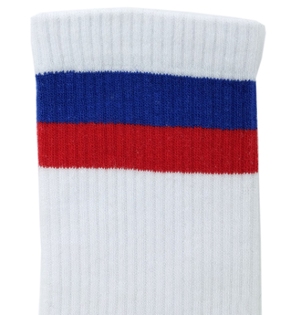 НОСКИ ВЫСОКИЕ БЕЛЫЕ С СИНИМ И КРАСНЫМ 3 ПАРЫ