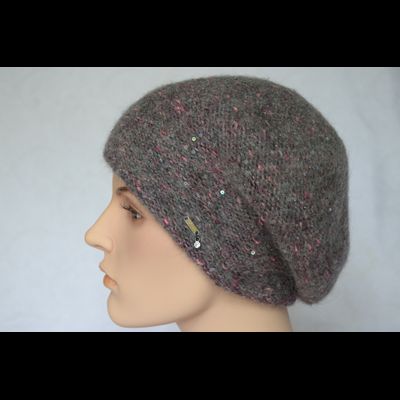 Серый с розовым берет Vizio Италия 6926 зима 2021 - 2022 фото