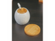 Сахарница фарфоровая с ложкой на деревянной подставке BellaTenero, 250 мл, цвет белый