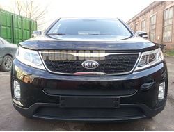 Защита радиатора KIA Sorento II 2012- black середина