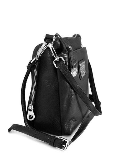 (АРТИКУЛ: 7997/1/4) СУМКА ЖЕНСКАЯ НЕБОЛЬШАЯ, НАТУРАЛЬНАЯ КОЖА, ЧЕРНАЯ, ТРИ ОТДЕЛЕНИЯ, С ДВУМЯ РЕМНЯМИ