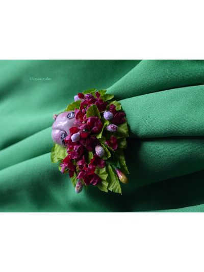 Яркая брошь в стиле шебби-шик "Принцесса Цветов. Весенний Театр"