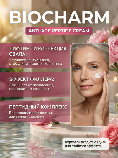 Пептидный крем АНТИ-ЭЙДЖ КОРРЕКЦИЯ, 30 мл.