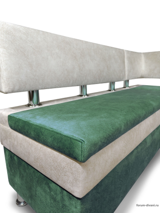 Кухонный угловой диван "Форум-4", Зеленый/Слоновая кость Правый