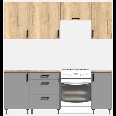 Кухня Эконом 1,5 метра (1100х400) Цвет: Дуб Вотан/Базальт