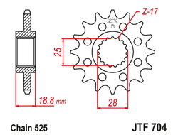 Звезда ведущая JT JTF704.16 (JTF704-16) (F704-16)