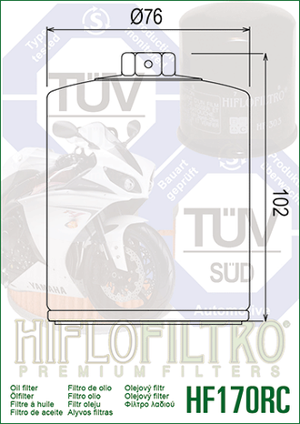 Масляный фильтр  HIFLO FILTRO HF170CRC для Harley Davidson (63796-77, 63805-80A, 63805-80T, 63806-83)