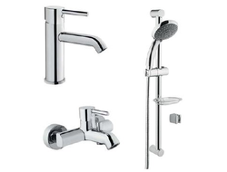 Набор смесителей  3 в 1 VitrA Minimax S (смеситель для раковины, смеситель для ванны и душа, душевой гарнитур 5-режимный), A49153EXP