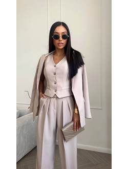 Удлиненный жакет свободного кроя (бежевый)