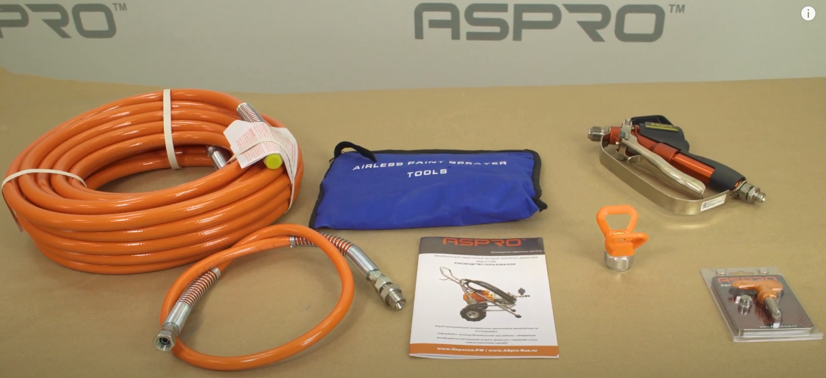Комплектация ASPRO-7100 - мембранный окрасочный аппарат для побелки и извести