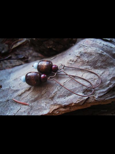 Бохо-серьги "Две серёжки для белочки, лесной принцессы"