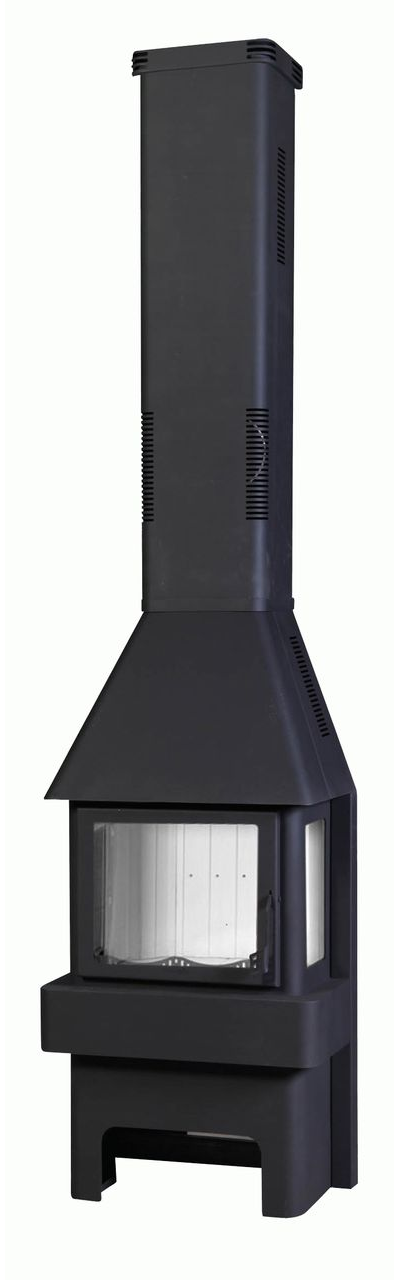 Экокамин Бавария три стекла черный