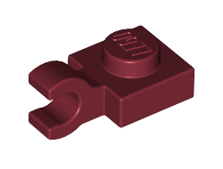 Plate, Modified 1 x 1 with Open O Clip Horizontal Grip, Dark Red (61252 / 6253170 / 6360110)