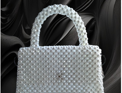 Вечерняя, свадебная белая сумка из бусин