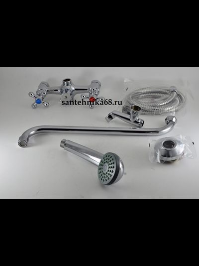 Смеситель для ванны и умывальника MIXLINE ML09-02 с картриджем и душем Микслайн