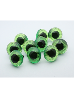 Глаза живые зеленые с лучиками, диаметр 13 мм, 1000 шт (Оптом)