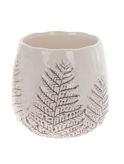 Ваза белая с декором листья папоротника короткая L14,5 W14,5 H14 см