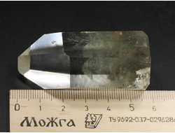 Кварц горный хрусталь с фантомами и хлоритом, кристалл полированный, Бразилия (58*30*27 мм, 68 г) №36861