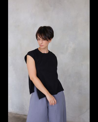 Топ трикотажный асимметричный (черный)