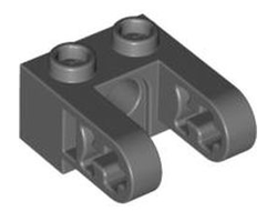 Technic, Brick 1 x 2 with Hole and Dual Liftarm Extensions, Dark Bluish Gray (85943 / 4547958 / 6324639)