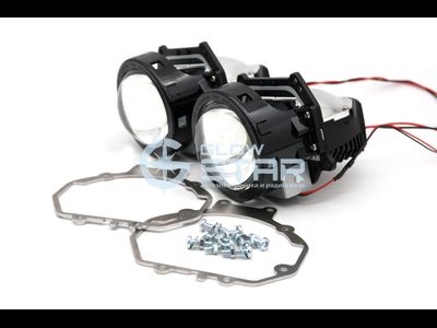 Набор Bi-Led линз Mitsubishi Pajero 4 (2006 - 2014) Aozoom A3+ New с переходными рамками (ремкомплект)