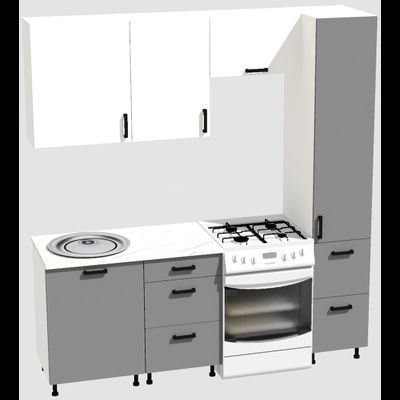 Кухня Эконом 1,5 метра с колонкой (1100х400) Цвет: Белый/Базальт