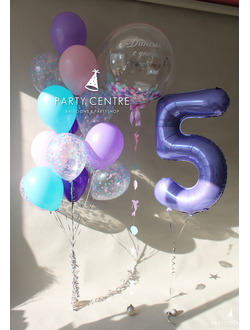 Набор с баблс шаром и цифрой "Русалочка"