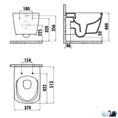 Унитаз CREAVIT Elegant Rim-Off EG321.00100 c инсталляцией - комплект с сиденьем микролифт, клавишей ARC (EG321-11CB00E-0000+GR5003.01+GP8001.00 + KC1103.01.0000E)