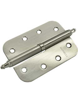 Петля MORELLI стальная разъёмная скругленная с короной MS-C 100X70X2.5 SN L Цвет - Белый никель