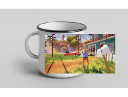 Кружка металлическая эмалированная Привет Сосед/ Hello Neighbor №2