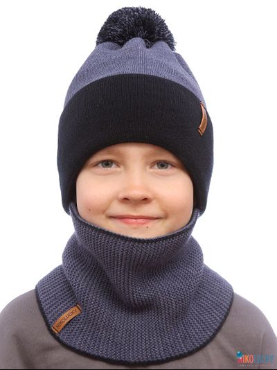 Шарф(снуд)  22-33 двойной,цвет темно-синий,джинс размер 2