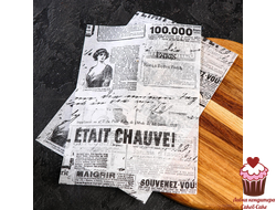 Бумага для бенто жиростойкая в листах "Газета" 20х30см, 5 листов