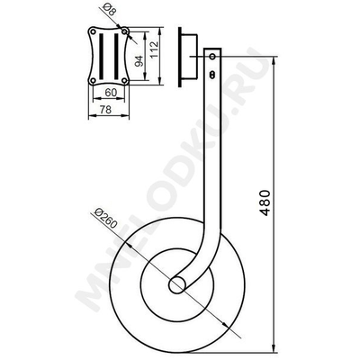 Колеса транцевые ИВ Ёжик 48 см ПРЯМЫЕ нерж